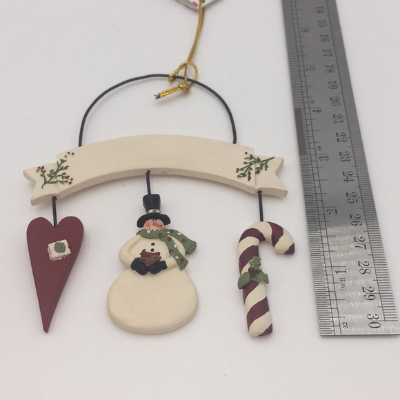 Catherine Lillywhite’s Snowman Heart Candy Cane Holiday Christmas Tree Ornament - Picture 7 of 7